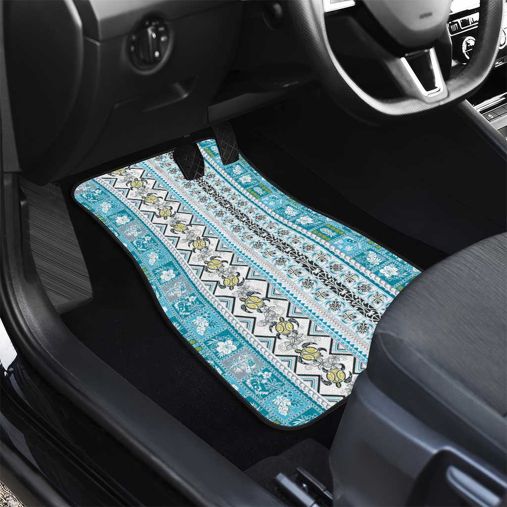 Hawaii Makahiki Turtle Car Mats Blue Tapa Pattern LT05 - Polynesian Pride