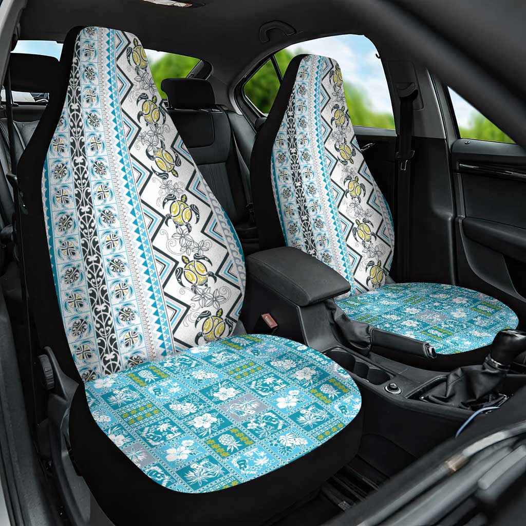 Hawaii Makahiki Turtle Car Seat Cover Blue Tapa Pattern LT05 One Size Blue - Polynesian Pride