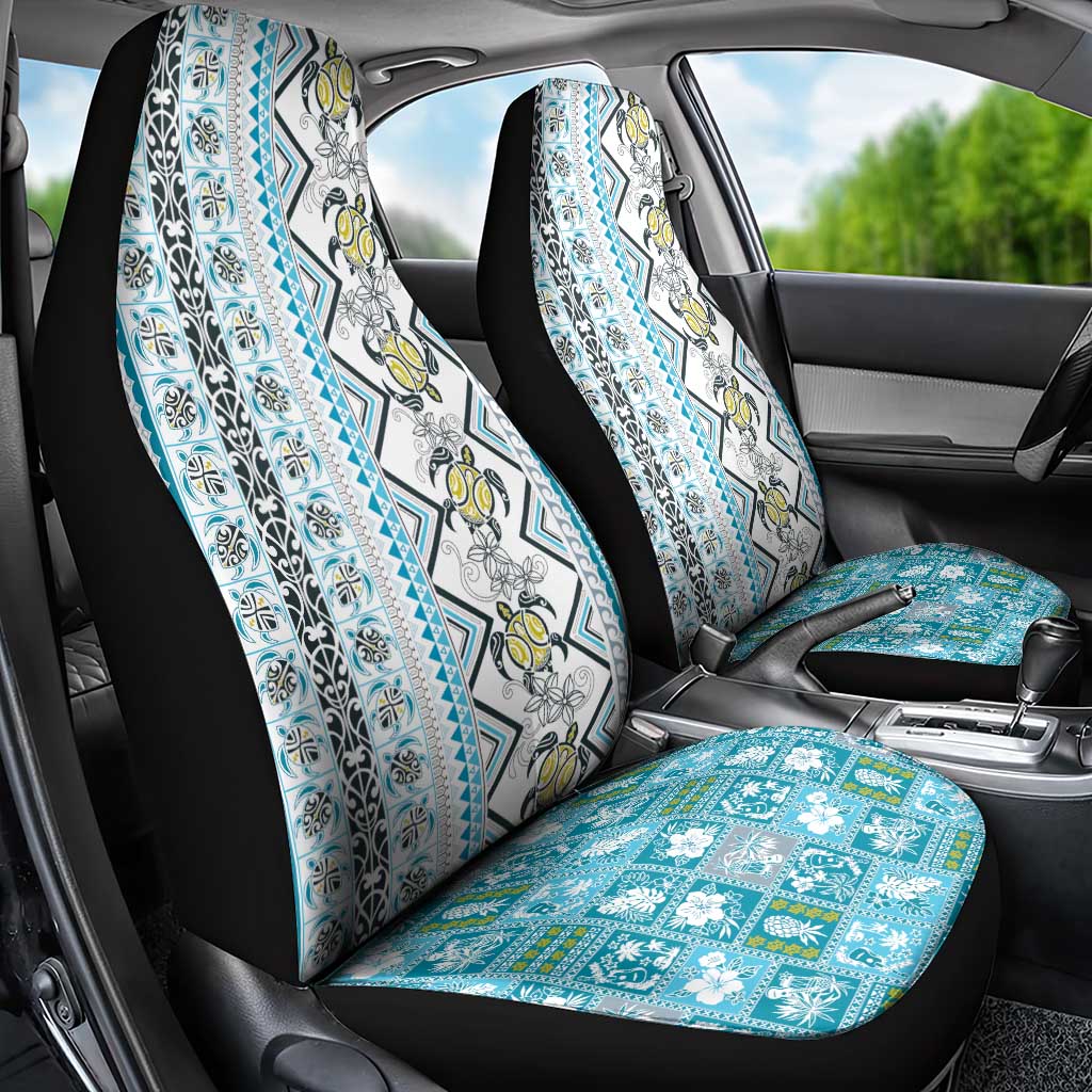 Hawaii Makahiki Turtle Car Seat Cover Blue Tapa Pattern LT05 - Polynesian Pride