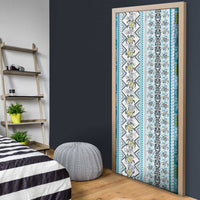 Hawaii Makahiki Turtle Door Cover Blue Tapa Pattern LT05 - Polynesian Pride
