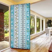 Hawaii Makahiki Turtle Door Cover Blue Tapa Pattern LT05 - Polynesian Pride