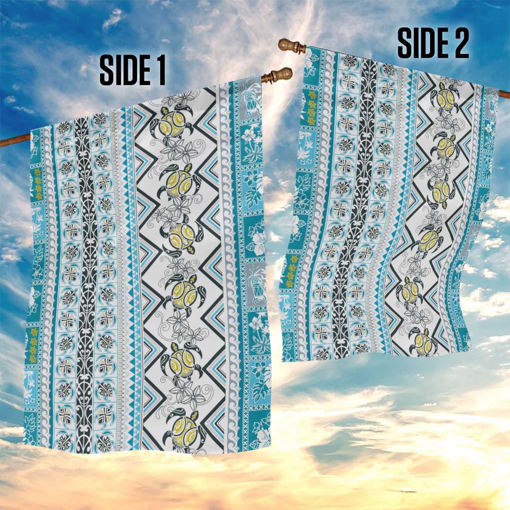 Hawaii Makahiki Turtle Garden Flag Blue Tapa Pattern LT05 - Polynesian Pride