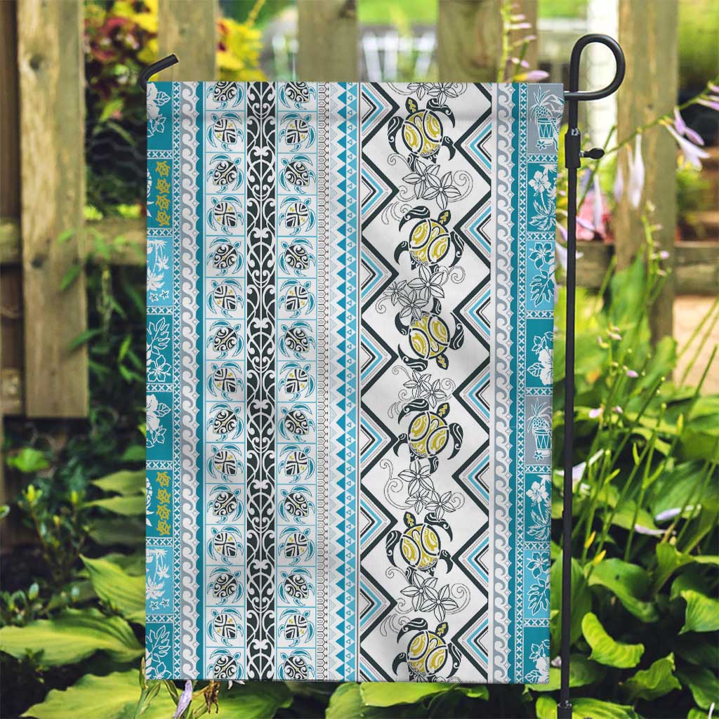 Hawaii Makahiki Turtle Garden Flag Blue Tapa Pattern LT05 Garden Flag Blue - Polynesian Pride