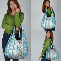 Hawaii Makahiki Turtle Grocery Bag Blue Tapa Pattern LT05 - Polynesian Pride