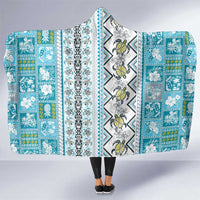 Hawaii Makahiki Turtle Hooded Blanket Blue Tapa Pattern LT05 One Size Blue - Polynesian Pride