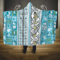 Hawaii Makahiki Turtle Hooded Blanket Blue Tapa Pattern LT05 - Polynesian Pride
