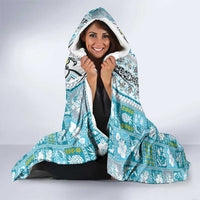 Hawaii Makahiki Turtle Hooded Blanket Blue Tapa Pattern LT05 - Polynesian Pride