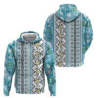 Hawaii Makahiki Turtle Hoodie Blue Tapa Pattern LT05 - Polynesian Pride