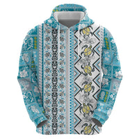 Hawaii Makahiki Turtle Hoodie Blue Tapa Pattern LT05 - Polynesian Pride