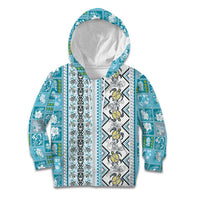 Hawaii Makahiki Turtle Kid Hoodie Blue Tapa Pattern LT05 Hoodie Blue - Polynesian Pride