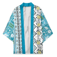 Hawaii Makahiki Turtle Kimono Blue Tapa Pattern LT05 Unisex Blue - Polynesian Pride