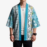 Hawaii Makahiki Turtle Kimono Blue Tapa Pattern LT05 - Polynesian Pride