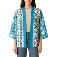 Hawaii Makahiki Turtle Kimono Blue Tapa Pattern LT05 - Polynesian Pride