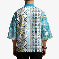 Hawaii Makahiki Turtle Kimono Blue Tapa Pattern LT05 - Polynesian Pride