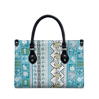 Hawaii Makahiki Turtle Leather Bag Blue Tapa Pattern LT05 - Polynesian Pride