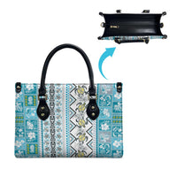 Hawaii Makahiki Turtle Leather Bag Blue Tapa Pattern LT05 - Polynesian Pride