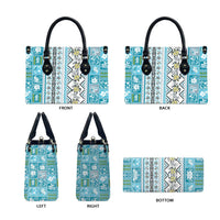 Hawaii Makahiki Turtle Leather Bag Blue Tapa Pattern LT05 - Polynesian Pride