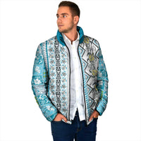 Hawaii Makahiki Turtle Padded Jacket Blue Tapa Pattern LT05 - Polynesian Pride
