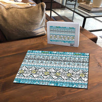 Hawaii Makahiki Turtle Puzzle Blue Tapa Pattern LT05 - Polynesian Pride
