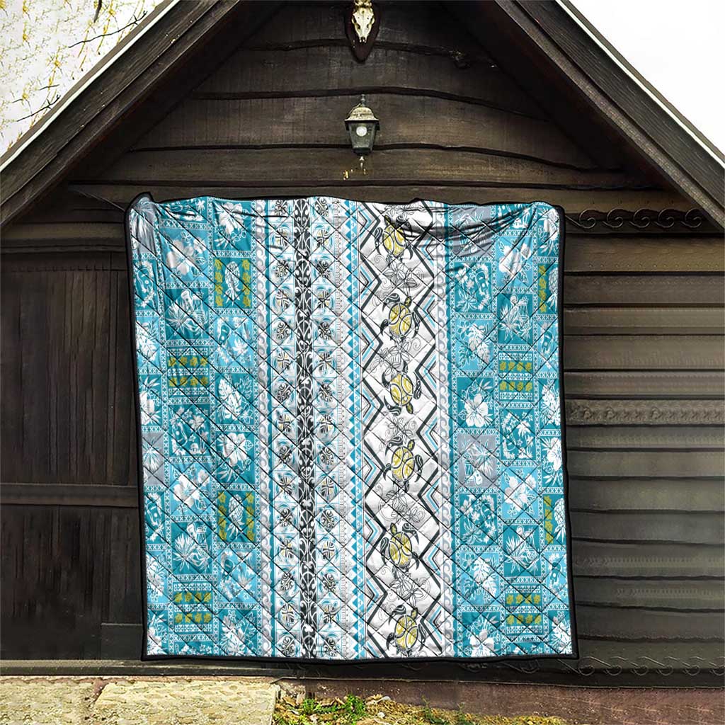 Hawaii Makahiki Turtle Quilt Blue Tapa Pattern LT05 - Polynesian Pride