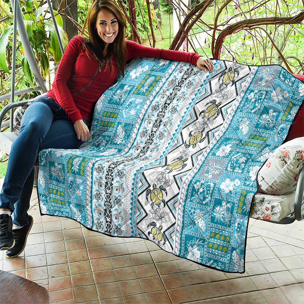 Hawaii Makahiki Turtle Quilt Blue Tapa Pattern LT05 - Polynesian Pride