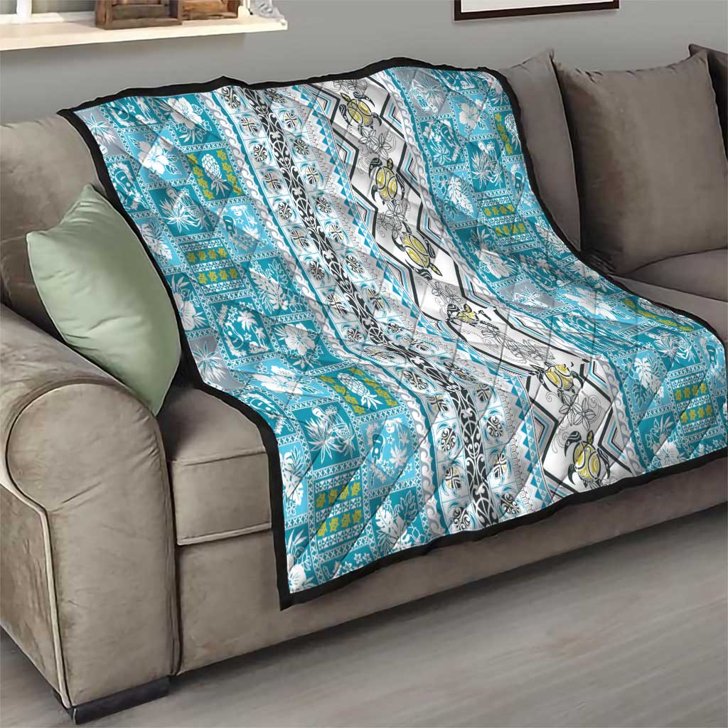 Hawaii Makahiki Turtle Quilt Blue Tapa Pattern LT05 - Polynesian Pride