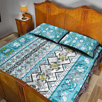 Hawaii Makahiki Turtle Quilt Bed Set Blue Tapa Pattern LT05 - Polynesian Pride