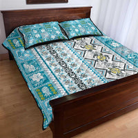 Hawaii Makahiki Turtle Quilt Bed Set Blue Tapa Pattern LT05 - Polynesian Pride