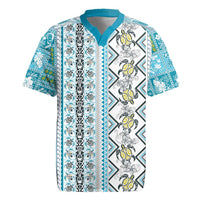 Hawaii Makahiki Turtle Rugby Jersey Blue Tapa Pattern LT05 Blue - Polynesian Pride