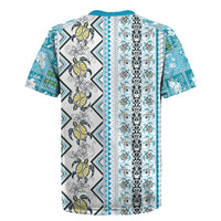 Hawaii Makahiki Turtle Rugby Jersey Blue Tapa Pattern LT05 - Polynesian Pride