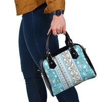 Hawaii Makahiki Turtle Shoulder Handbag Blue Tapa Pattern LT05 - Polynesian Pride