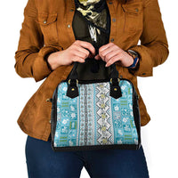 Hawaii Makahiki Turtle Shoulder Handbag Blue Tapa Pattern LT05 - Polynesian Pride