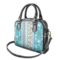 Hawaii Makahiki Turtle Shoulder Handbag Blue Tapa Pattern LT05 - Polynesian Pride