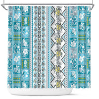 Hawaii Makahiki Turtle Shower Curtain Blue Tapa Pattern LT05 Blue - Polynesian Pride