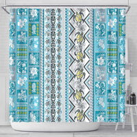 Hawaii Makahiki Turtle Shower Curtain Blue Tapa Pattern LT05 - Polynesian Pride