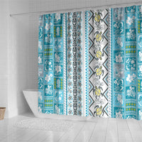 Hawaii Makahiki Turtle Shower Curtain Blue Tapa Pattern LT05 - Polynesian Pride