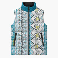 Hawaii Makahiki Turtle Sleeveless Puffer Jacket Blue Tapa Pattern LT05 Unisex Blue - Polynesian Pride