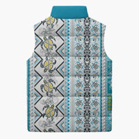 Hawaii Makahiki Turtle Sleeveless Puffer Jacket Blue Tapa Pattern LT05 - Polynesian Pride