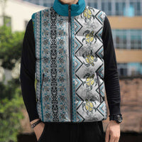 Hawaii Makahiki Turtle Sleeveless Puffer Jacket Blue Tapa Pattern LT05 - Polynesian Pride