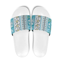 Hawaii Makahiki Turtle Slide Sandals Blue Tapa Pattern LT05 Blue - Polynesian Pride