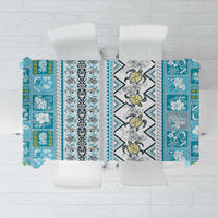 Hawaii Makahiki Turtle Tablecloth Blue Tapa Pattern LT05 Blue - Polynesian Pride