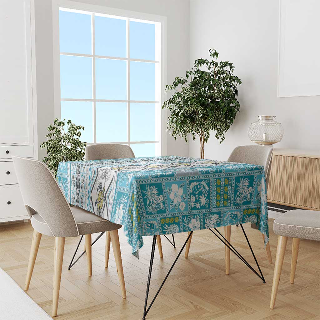 Hawaii Makahiki Turtle Tablecloth Blue Tapa Pattern LT05 - Polynesian Pride