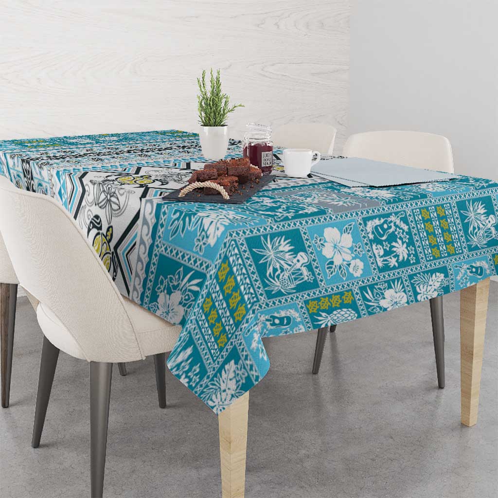 Hawaii Makahiki Turtle Tablecloth Blue Tapa Pattern LT05 - Polynesian Pride