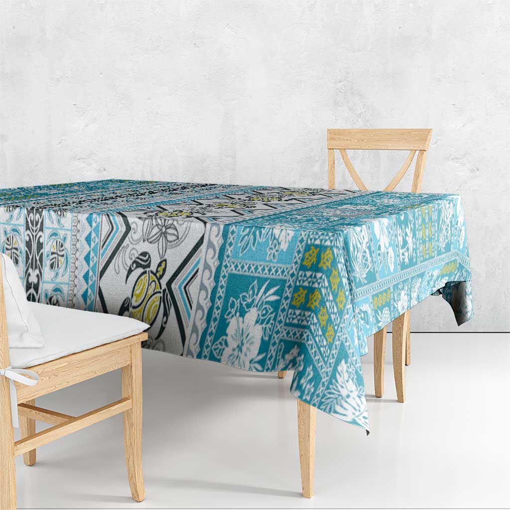 Hawaii Makahiki Turtle Tablecloth Blue Tapa Pattern LT05 - Polynesian Pride