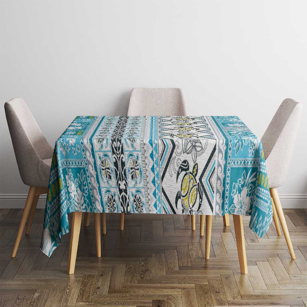 Hawaii Makahiki Turtle Tablecloth Blue Tapa Pattern LT05 - Polynesian Pride