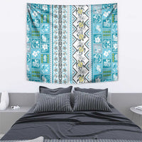 Hawaii Makahiki Turtle Tapestry Blue Tapa Pattern LT05 - Polynesian Pride