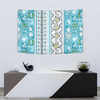 Hawaii Makahiki Turtle Tapestry Blue Tapa Pattern LT05 - Polynesian Pride