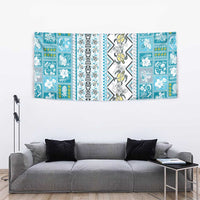 Hawaii Makahiki Turtle Tapestry Blue Tapa Pattern LT05 - Polynesian Pride