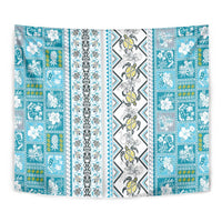 Hawaii Makahiki Turtle Tapestry Blue Tapa Pattern LT05 - Polynesian Pride