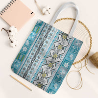 Hawaii Makahiki Turtle Tote Bag Blue Tapa Pattern LT05 White Strap One Size Blue - Polynesian Pride